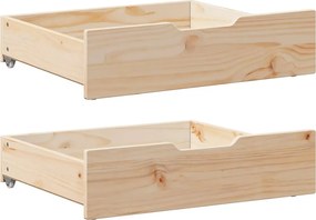 vidaXL Sertare de pat cu roți, 2 buc., 65x55x17 cm, lemn masiv de pin