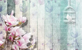 Fototapet - Ornament floral și scănduri colorate (152,5x104 cm), în 8 de alte dimensiuni noi