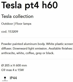 Stalp iluminat exterior design modern TESLA PT4 H60 BIANCO