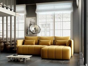 Colțar extensibil dumonde cu ladă de depozitare si sezut confortabil din spuma high-density, Malta Royal Muștar II 235x185 cm