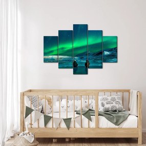 Tablou cu oameni la Aurora borealis (150x105 cm)