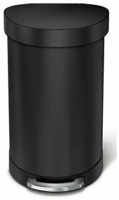 Simplehuman Coș de gunoi semicircular cu pedală șicadru din oțel inoxidabil, 45 l, negru