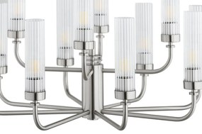 Candelabru 12 brate, otel nickel, sticla canelata PRESTON 5088