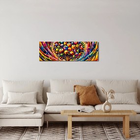 Tablou – Arbore colorat cu mere (cu ceas) (90x30 cm)