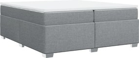 vidaXL Pat box spring cu saltea, gri deschis, 200x200 cm, textil