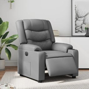 vidaXL Fotoliu rabatabil electric, gri, piele ecologică