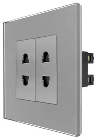 Priza Dubla cu Module Inguste cu Rama din Sticla LUXION