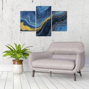 Tablou - Abstracție albastru-aurie (90x60 cm)