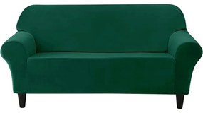 Husa elastica din catifea, canapea 2 locuri, cu brate, verde, HCCJ2-07