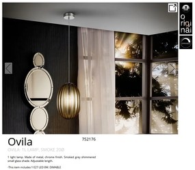 Pendul design modern decorativ Ovila 20cm fumuriu SV-752176