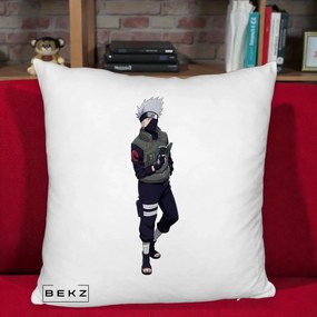 Perna Personalizata Naruto Kakashi Hatake Portret Complet, 40x40 cm, Alb Pufos, Husa Detasabila, Perna Inclusa, BEKZ®