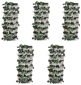 vidaXL Garduri cu zăbrele, frunze artificiale, 5 buc.,180x60cm, salcie