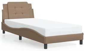 3214079 vidaXL Cadru de pat cu lumini LED cappuccino 90x190 cm piele ecologică