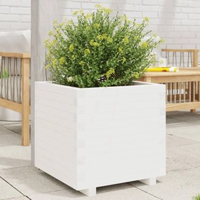 vidaXL Jardinieră de grădină, alb, 60x60x49,5 cm, lemn masiv de pin
