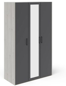 Dulap Malmo, 3 Usi, Stejar Alb/Antracit, 120 x 52 x 200 cm