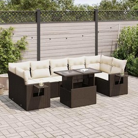 vidaXL Set canapele de grădină cu perne, 8 piese, maro, poliratan