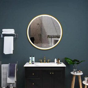 Oglinda LED MMJ Auriu 90cm, Rea