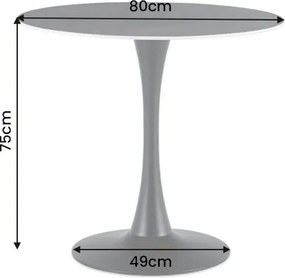 Masa rotunda bistro cu blat ceramic gri LYON 80cm