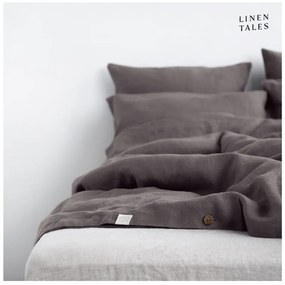 Lenjerie de pat gri închis din in pentru pat dublu 200x200 cm – Linen Tales