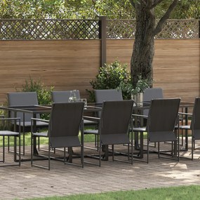 vidaXL Set de masă pentru grădină 11 pcs Negru Oțel