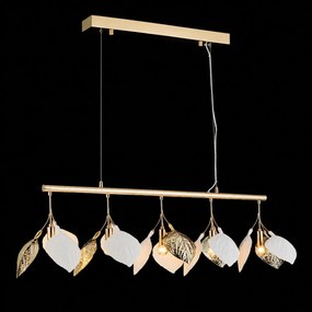 Lustra cu Frunze Ceramice Liniara, 5 Brate, Finisaj Gold - Bussy Lighting 7239-5P