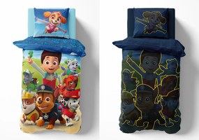 Lenjerie de pat luminoasa PAW PATROL Paws in Action albastra Dimensiune lenjerie de pat: 70 x 80 cm | 140 x 200 cm