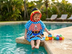 Poncho pentru copii PIRAT SI COMOARA albastru Dimensiune: 60 x 120 cm