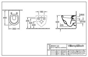 Vas wc suspendat alb, cu sistem fixare ascuns, Subway 2.0, COMPACT, Villeroy  Boch