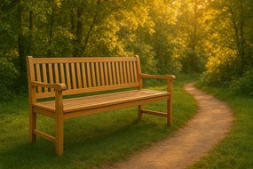 Bancă de grădină din lemn masiv de tec DIVERO 3 locuri