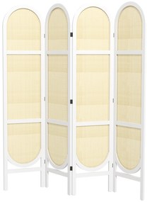 HOMCOM Paravent interior din lemn 4 panouri 170 x 160 cm pliabil și portabil, model țesut manual, alb | Aosom Romania