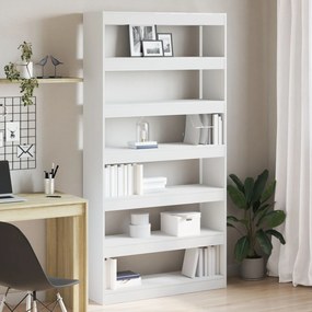 vidaXL Bibliotecă Albă Alb Lemn prelucrat 100 x 30 x 198 cm Rafturi