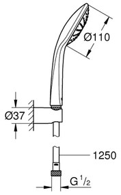 GROHE 27354000 - Set de duș Euphoria 110 Mono, 1250 mm, crom lucios