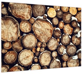 Tablou - Lemn în zăpadă (70x50 cm)