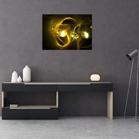 Tablou pe sticlă abstract cu bile galbene (70x50 cm)