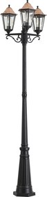Felinar clasic de exterior negru cu cupru 220cm 3 lumini IP44 - Havana