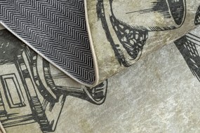 ANDRE 2835 covor lavabil Cafea bucatarie, anti-alunecare - verde / bej