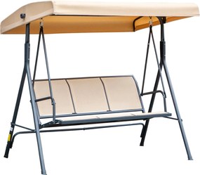 Outsunny Leagăn de grădină cu 3 locuri, copertină, șezut respirabil și cadru din oțel, bej | Aosom Romania