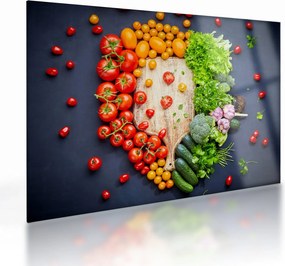 Tablou pe sticlă - Masa plină cu legume (70x50 cm)