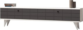 Comoda TV Alberi, alb/gri antracit, PAL melaminat, 160x25x35 cm
