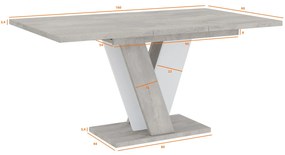 Masă de sufragerie Venag (gri deschis + Alb) (pentru 4 până la 6 persoane). 1055270