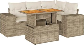 vidaXL Set canapele de grădină cu perne, 5 piese, bej, poliratan