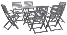vidaXL Set mobilier de grădină, 7 piese, gri, lemn masiv de acacia