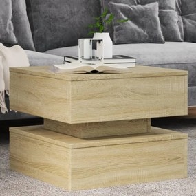 vidaXL Măsuță de cafea cu lumini LED, stejar sonoma, 50x50x40 cm