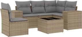 vidaXL Set canapele de grădină cu perne, 6 piese, bej, poliratan