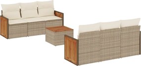 vidaXL Set canapele de grădină, 7 piese, cu perne, bej, poliratan