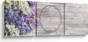 Tablou - Liliac pe lemn (cu ceas) (90x30 cm)