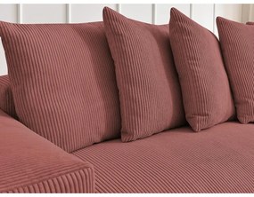 Colțar roz extensibil/cu spațiu de depozitare cu tapițerie din catifea reiată Voltaire – Bobochic Paris