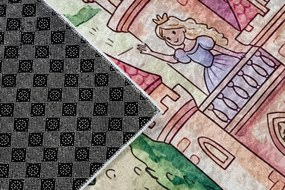 BAMBINO 61520 covor lavabil Prințesă, castel pentru copii anti-alunecare - crem / roz