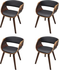 vidaXL Scaune de bucătărie 4 buc., maro, lemn curbat & piele ecologică