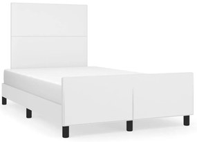3270549 vidaXL Cadru de pat cu tăblie, alb, 120x190 cm, piele ecologică